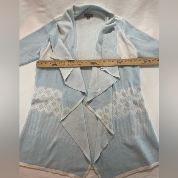 Evolution By Cyrus Chiana Graphic Open Drape Cardigan Size XL Blue **FLAWS** - Picture 9 of 14